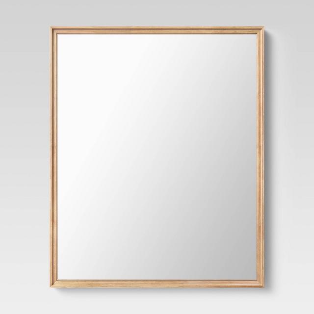 28" x 34" Classic Wood Rectangle Mirror Natural - Threshold™