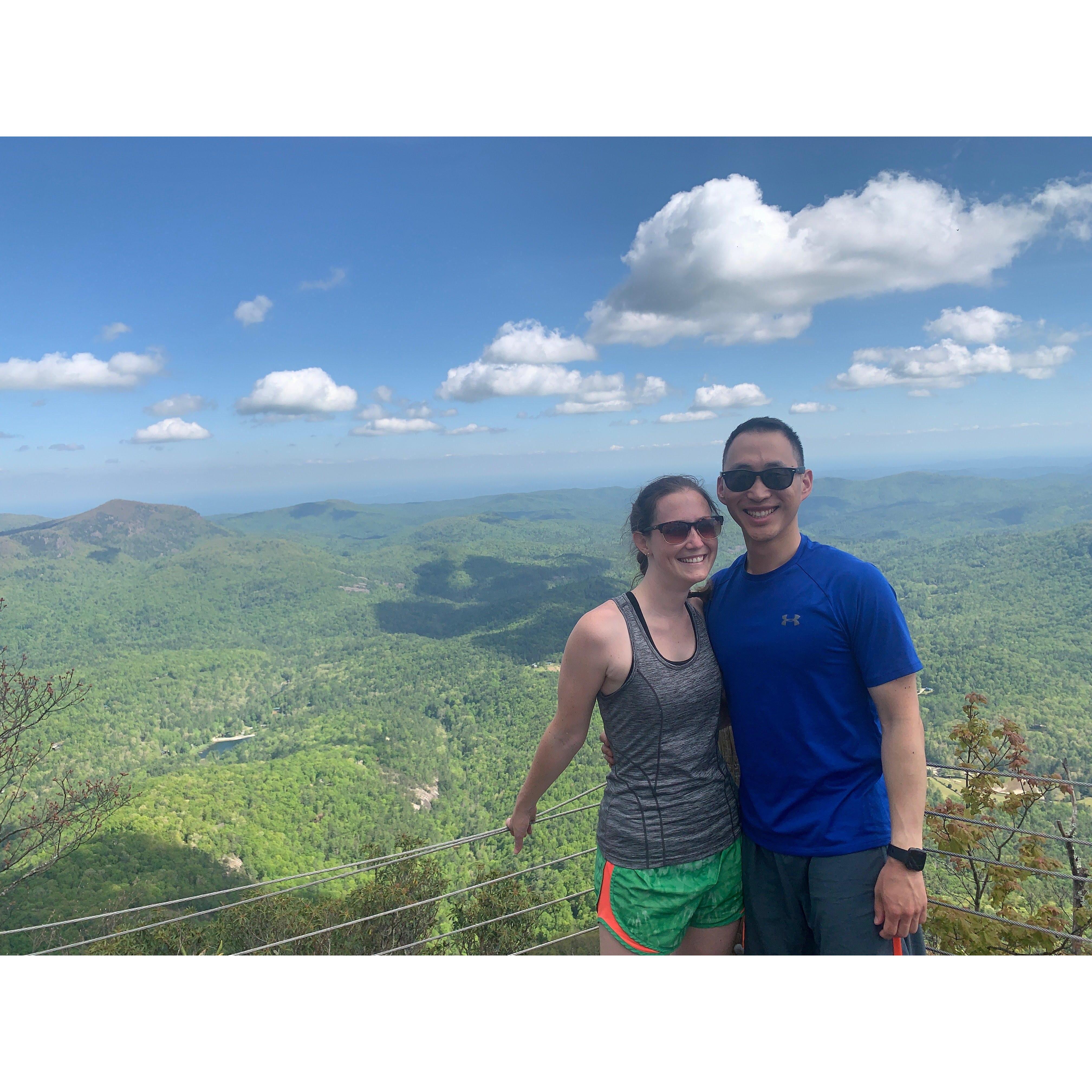 Hiking Whiteside Mountain in North Carolina.