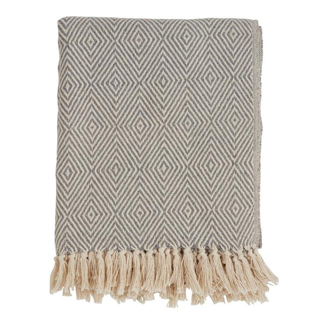 50"x60" Soft Cotton Diamond Weave Throw Blanket Gray - Saro Lifestyle