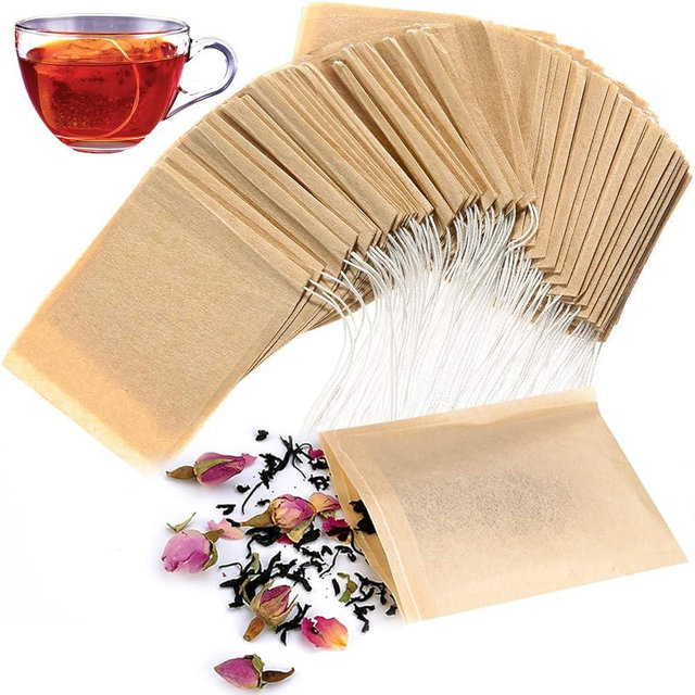 Angooni 300PCS Disposable Tea Filter Bags with Drawstring | 100% Natural & Safe Loose Leaf Tea Empty Tea Bags, 1-Cup Capacity