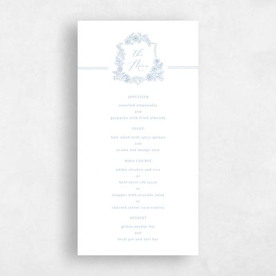 Dusty Blue Wedding Menu - Lilah
