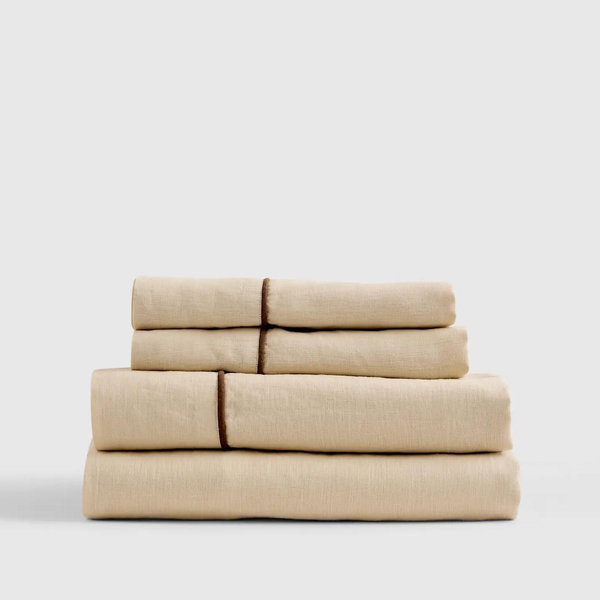European Linen Piped Sheet Set