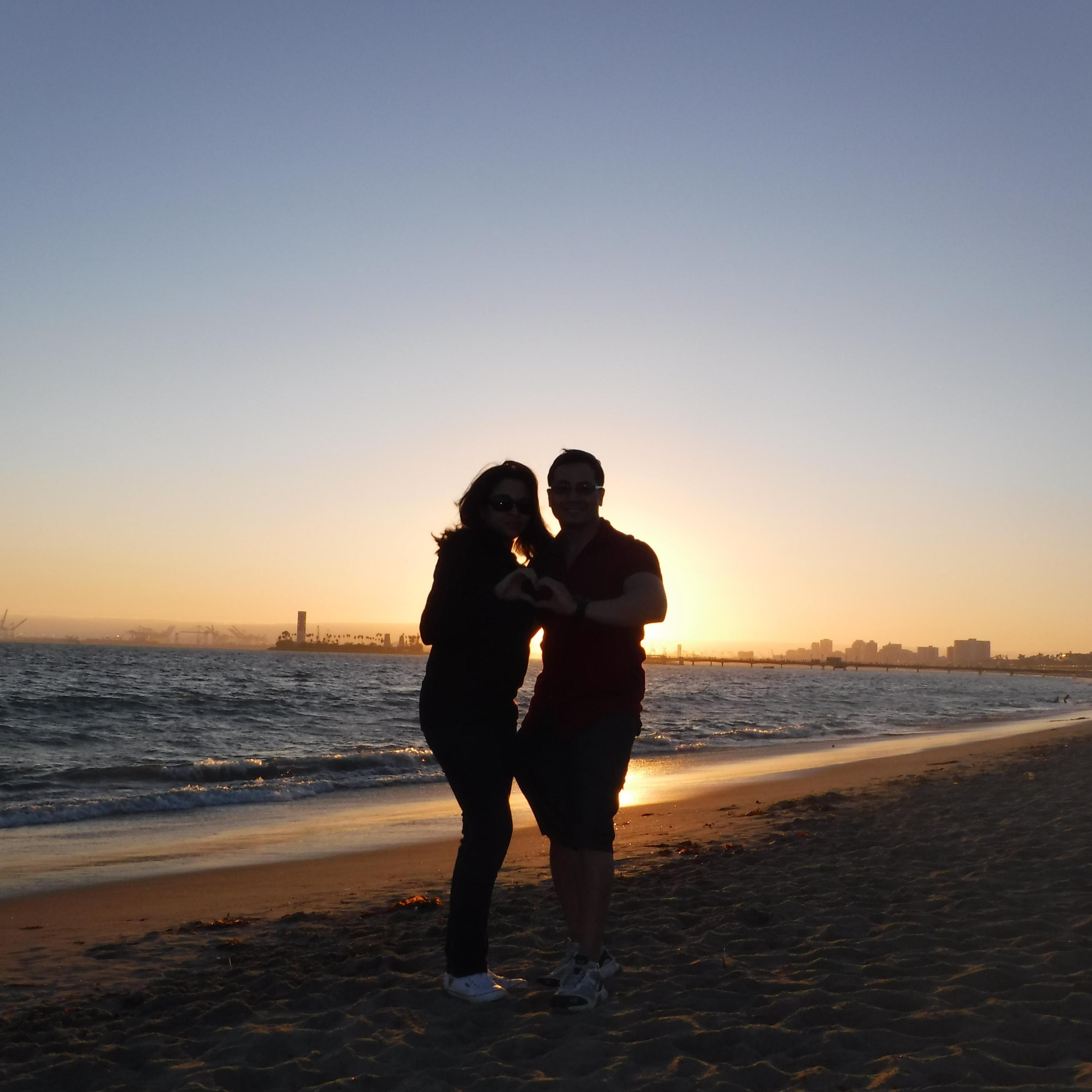 Watching the beautiful sunset at Long Beach