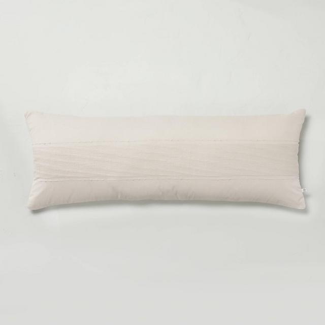 16x42 Slub Center Stripe Oversized Lumbar Bed Pillow Sour Cream