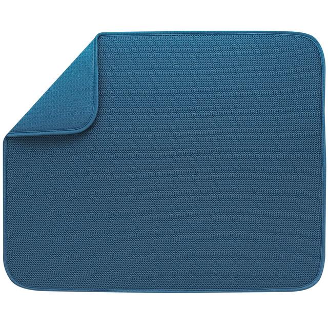 ST INC. Absorbent, Reversible XL Microfiber Dish Drying Mat for Kitchen, 18 Inch x 24 Inch, Cornflower Blue Mesh