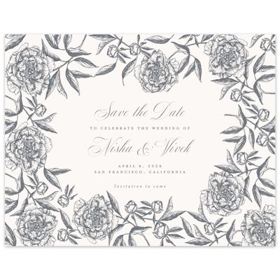 Charcoal, Beige Wedding Digital Save the Date - Pivoine Landscape