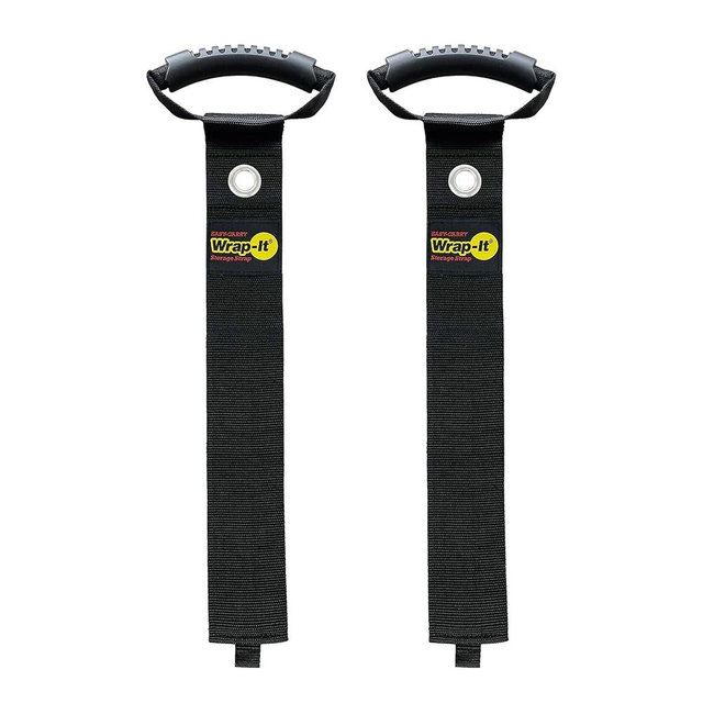 Easy-Carry Wrap-It Storage Straps - 36” (2-Pack) Black with Grommet - Heavy Duty Cord Carrying Strap Keeper and Extension Cord Organizer