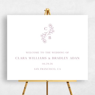 Deep Magenta, Red Wedding Sign - Creston Landscape