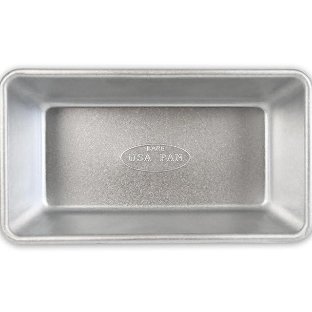 USA Pan Bare Bakeware Traditional Aluminized Steel Uncoated Small Loaf Pan, Made without nonstick coating, 1 Lb