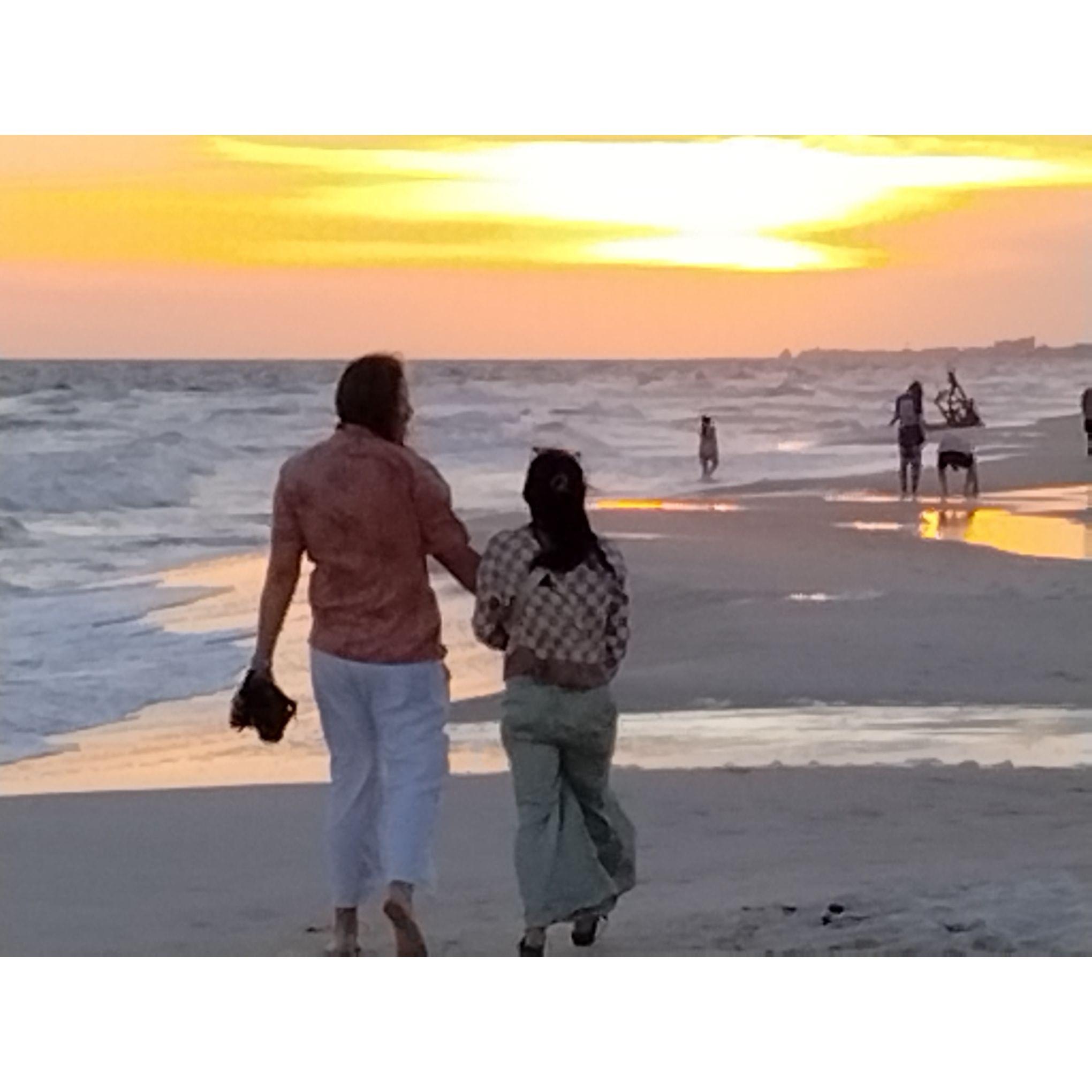 Our first walk on the beach after becoming an engaged couple