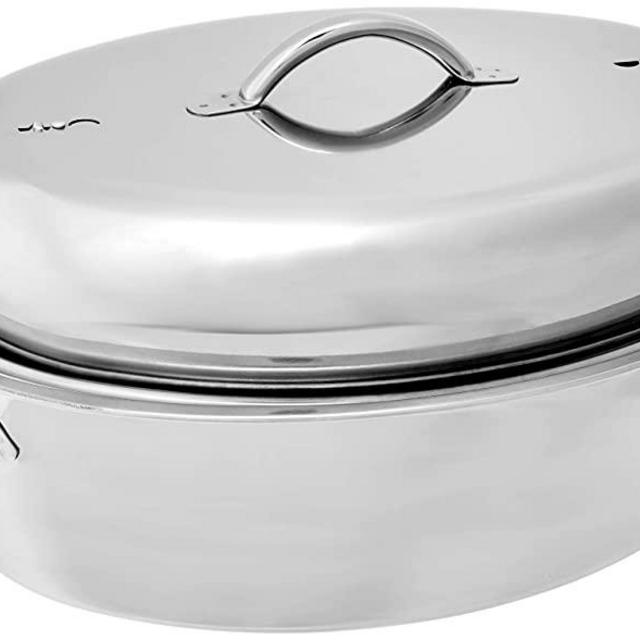 Fox Run 0171 Oval Roaster Set, Stainless Steel, 10-Quart