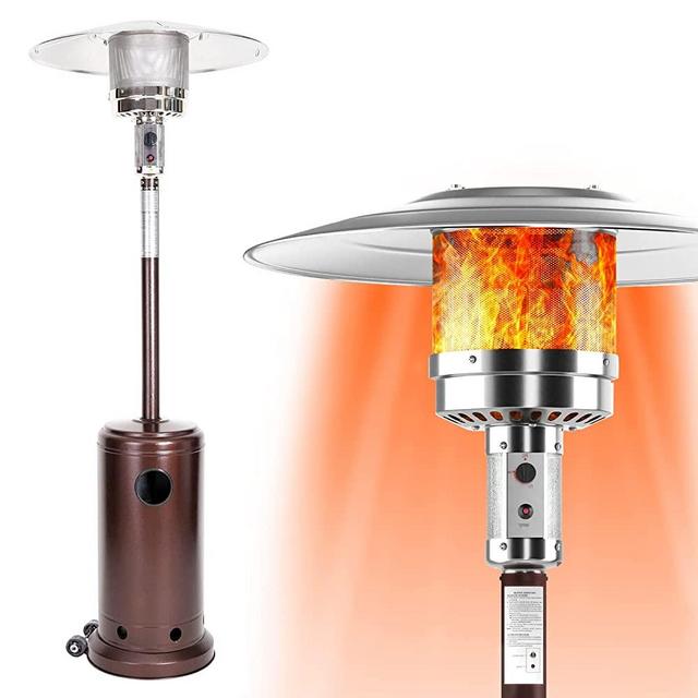 Heater Outdoor Heater Patio Heaters - Commercial Propane Outdoor Heater 48000 BTU Portable Space Heater Patio Heater for Outdoor Use with Wheels & Rain Cover for Bedroom Garden Wedding Party