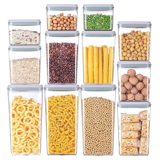 EQI 12-Piece Set of Pop Airtight Food Storage Containers with Lids for Kitchen Pantry Organization - Stackable Containers for Cereal, Snacks, Flour, Sugar, Coffee, Spaghetti (1.2, 2.0, 2.7, 3.3qt)*3