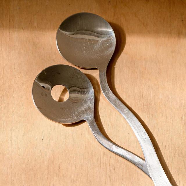 Vintage silver squiggle/wavy/metal salad servers
