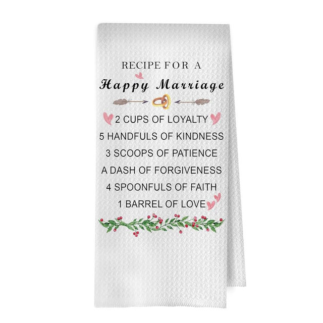 XIVENHAVM Marriage Gifts Kitchen Towel - Funny Wedding Mr and Mrs Gifts Decorative Waffle Dish Towels, Newlywed Gift Hand Towels, Just Married Tea Towel, 16x24 Inch Set of 2