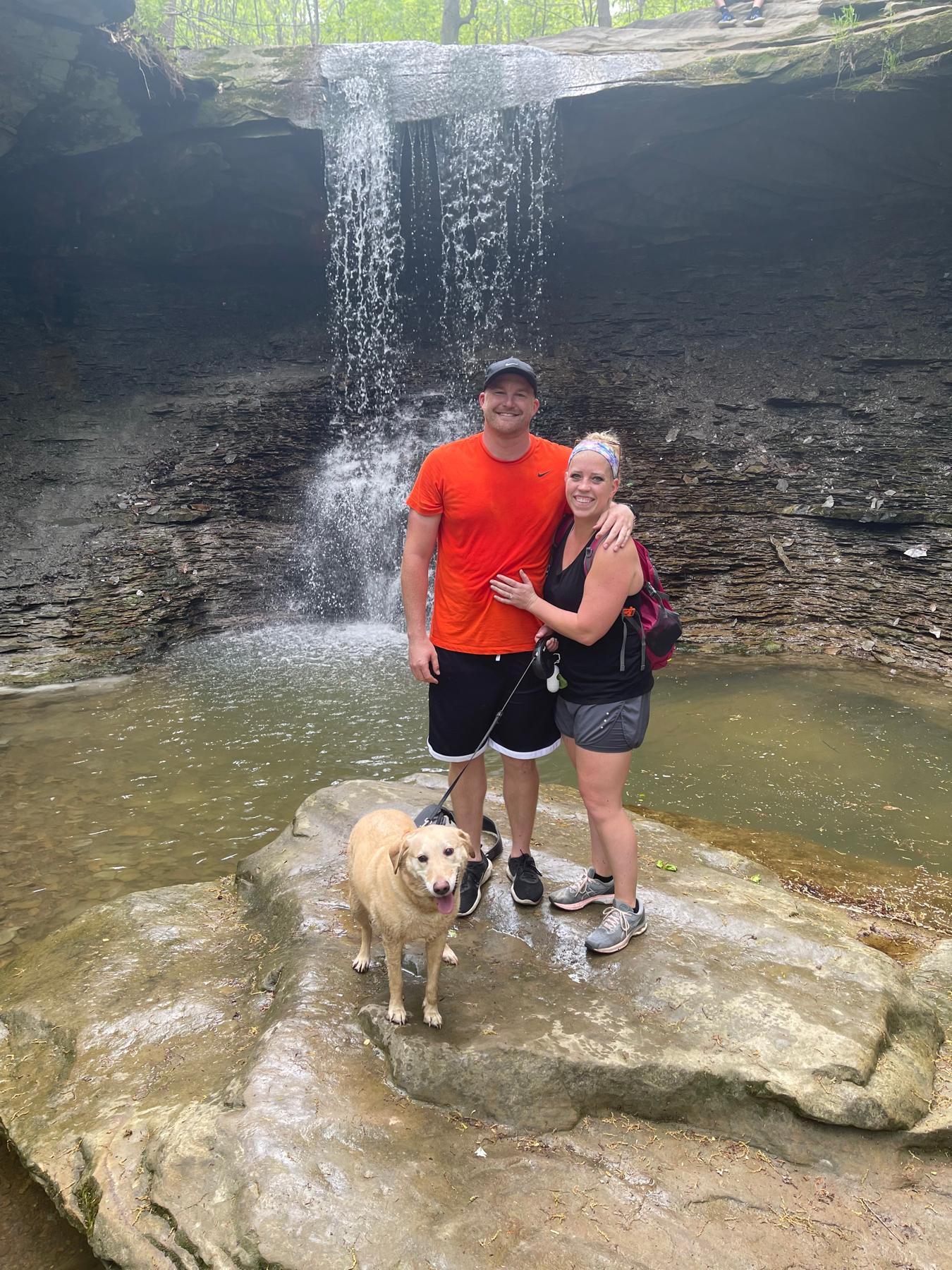 Nick proposed at Blue Hen Falls in Cuyahoga Valley National Park on 5/21/22!
