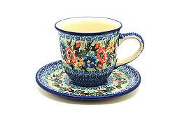 Polish Pottery Cup & Saucer - Unikat Signature - U3099