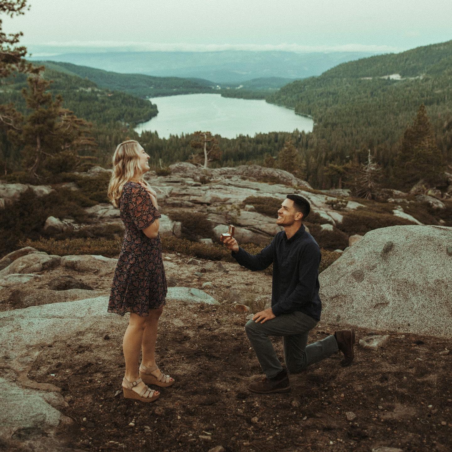 Jason proposed at a gorgeous overlook of Donner Lake in June of 2020.