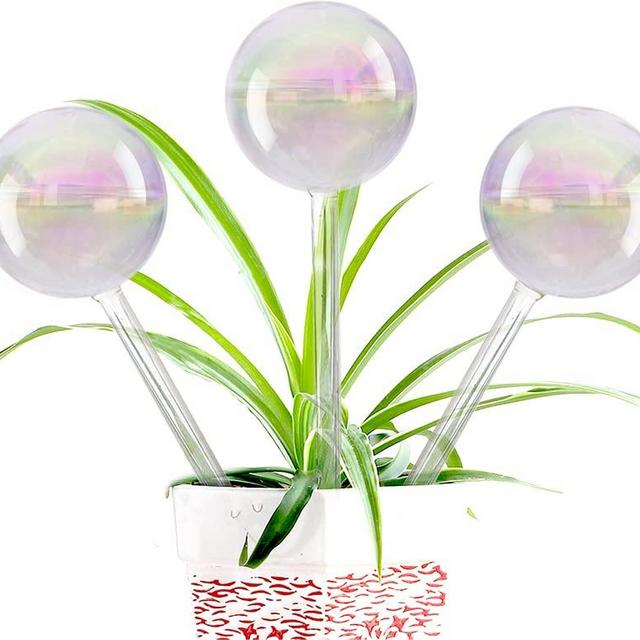 Ahhute Glass Ball Plant Watering Globes Self Watering Spikes - 3 Pack Iridescent Pearl Plant Watering Bulbs Devices - Colorful Self Watering for Indoor and Outdoor Plants