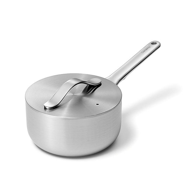 Caraway Stainless Steel Sauce Pan (1.75 Qt) - 5-Ply Stainless Steel - Oven Safe & Stovetop Agnostic - Non Toxic, PTFE & PFOA Free