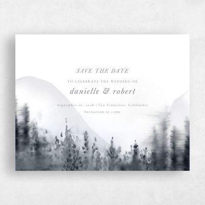 Charcoal, White Wedding Save the Date - Grove Landscape