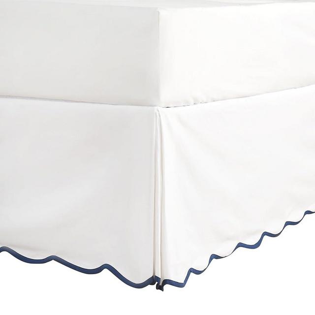 HIG Off White Chic Queen Bed Skirt - Easy Fit Scallop Edge Pleated Bedskirts, 14 Inch Drop Anti-Slip Dust Ruffle, Thick Fabric for Enhanced Privacy, Pre-Washed for Long-Lasting Use(N60022)