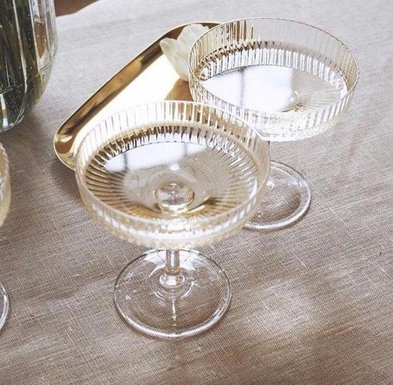 Set of 4 Textured Coupe Glasses - 160ML - ETSY