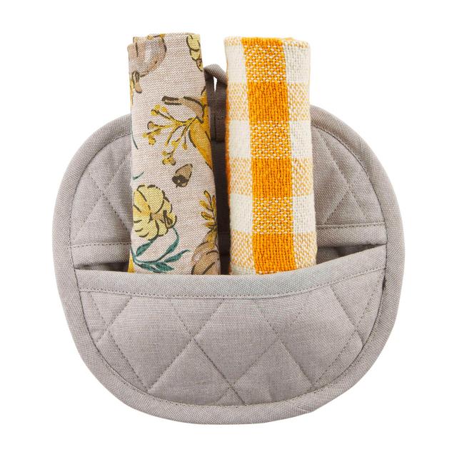 Gray Pumpkin Pot Holder and Towel Set