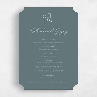 Green Ticket Wedding Program - Olney