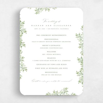 Green Rounded Wedding Program - Lugano