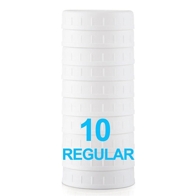 AOZITA 10 Pack REGULAR Mouth Mason Jar Lids for Ball, Kerr and More - White Plastic Storage Caps for Mason/Canning Jars - Leak-Proof