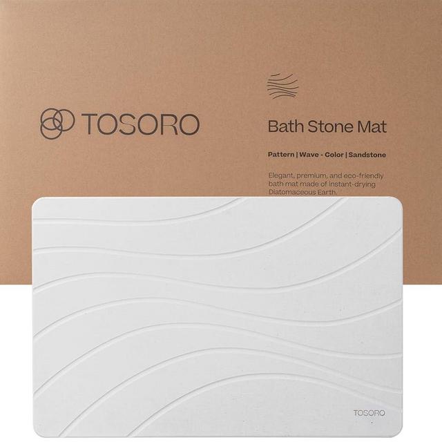 TOSORO - Stone Bath Mat, Diatomaceous Earth Non-Slip Stone Shower Mat - Quick Drying Absorbent Bath Stone Mat - Elegant & Modern Design, Easy to Clean (23.5 x 15 Sandstone)