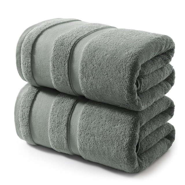 REDKISS 100% Cotton Bath Towels Set of 2, Extra Large Bath Sheets 35 X 70 Inches, Super Soft, Highly Absorbent & Quick Dry Shower Towels for Bathroom, Gym, Spa, Pool & Hotel, Sage Green