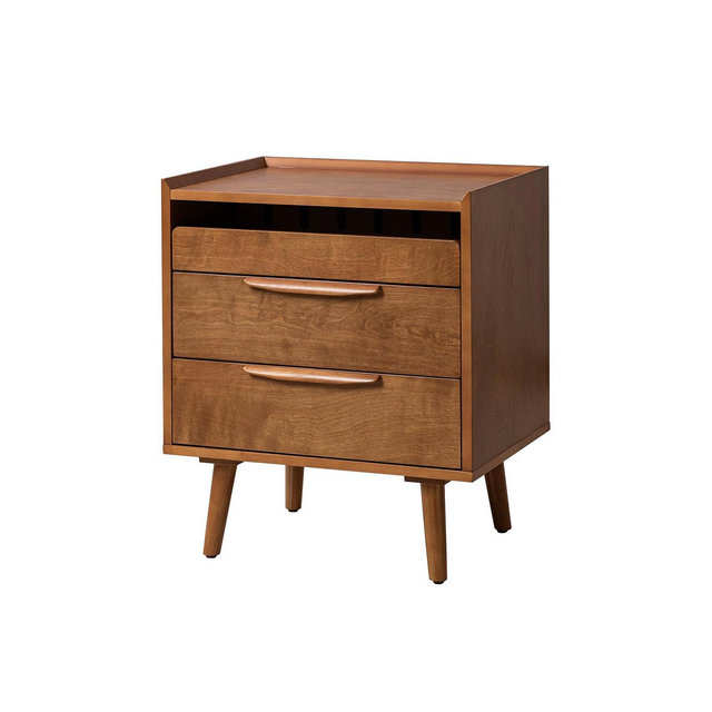 Hulala Home Mid-century Lisa 3-Drawer End Table with Solid Wood Legs