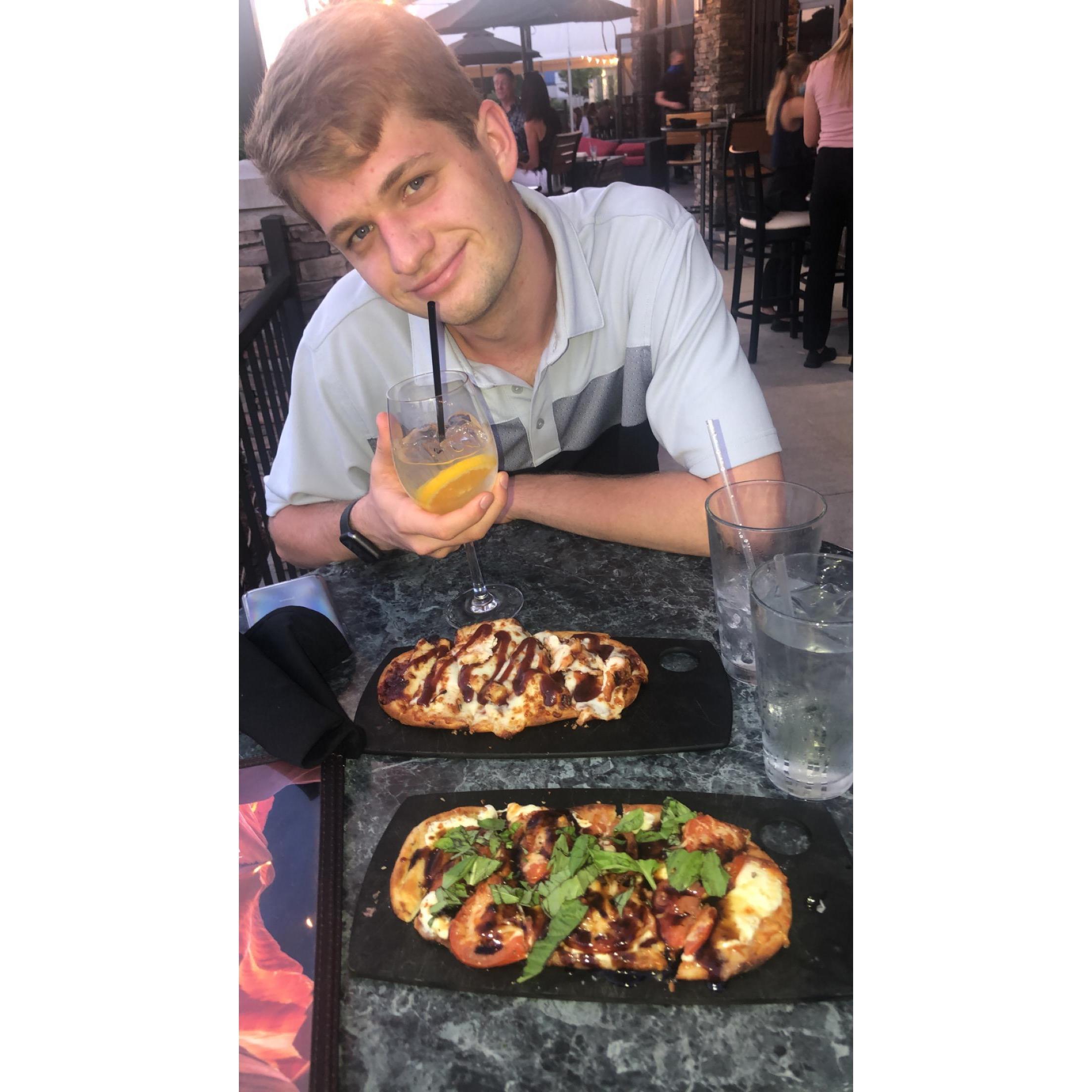 Harrison at our favorite restaurant: Sedona Taphouse (September 2020)