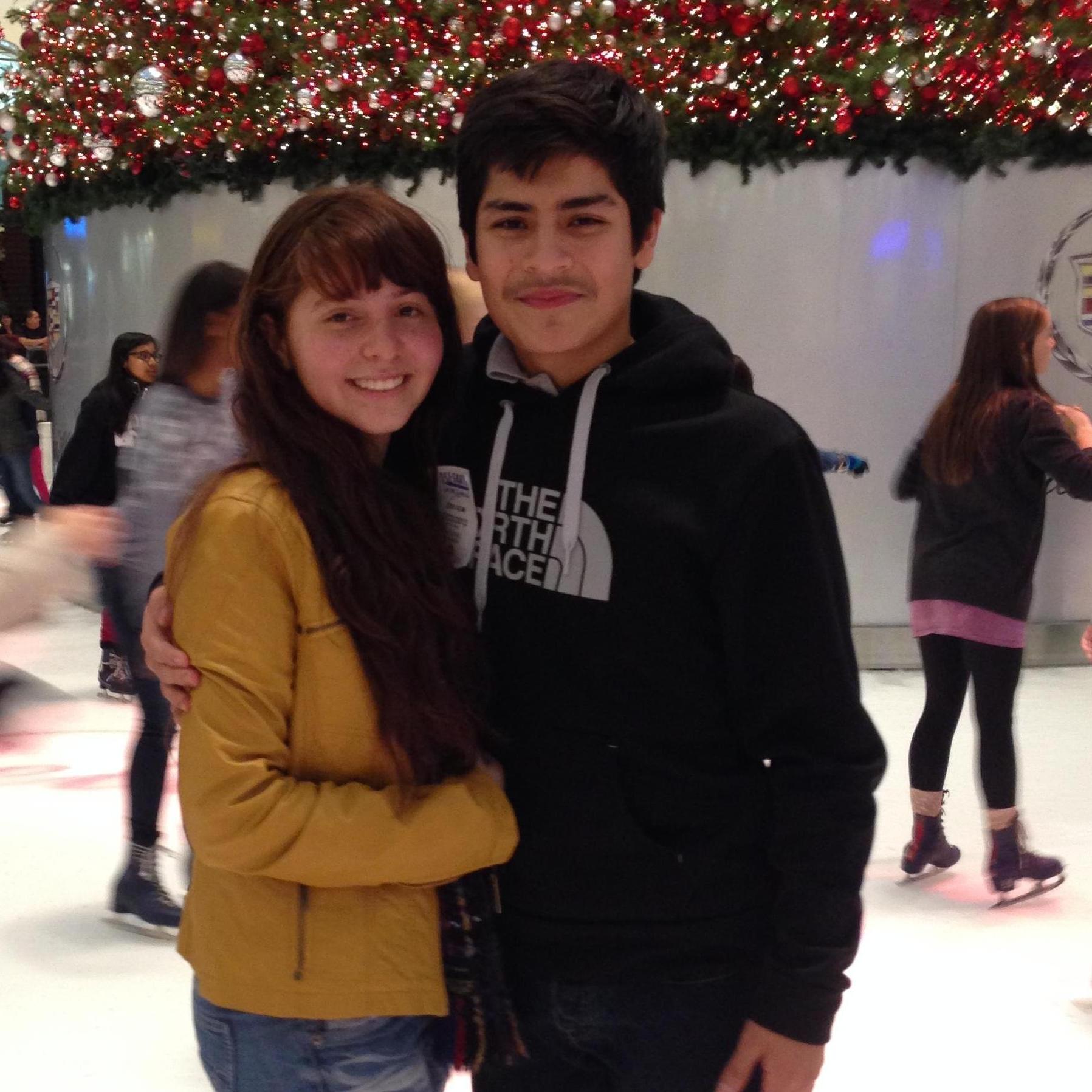 Brittany teaching Richy to ice skate!