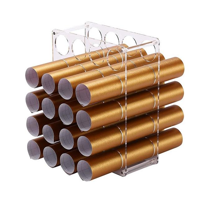Vinyl Roll Storage Rack, Sturdy Vinyl Roll Holder, Vinyl Storage Organizer for Craft Room, 20-Holes | Aperture 2 Inch, Easy to Assemble (Clear Acrylic)