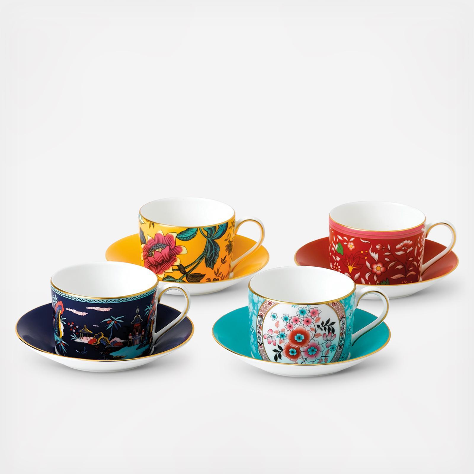 Wedgwood, Wonderlust Assorted Teacup & Saucer, Set of 4 | Zola