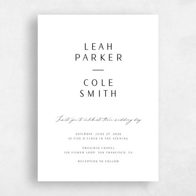 White Wedding Invitation - Elincourt Portrait