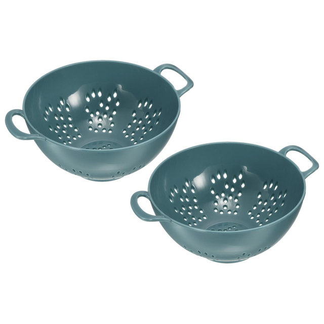 Unique Bargains Food Rice Washing Plastic Vegetable Basket Colander with Handle 2 Pcs Light Blue