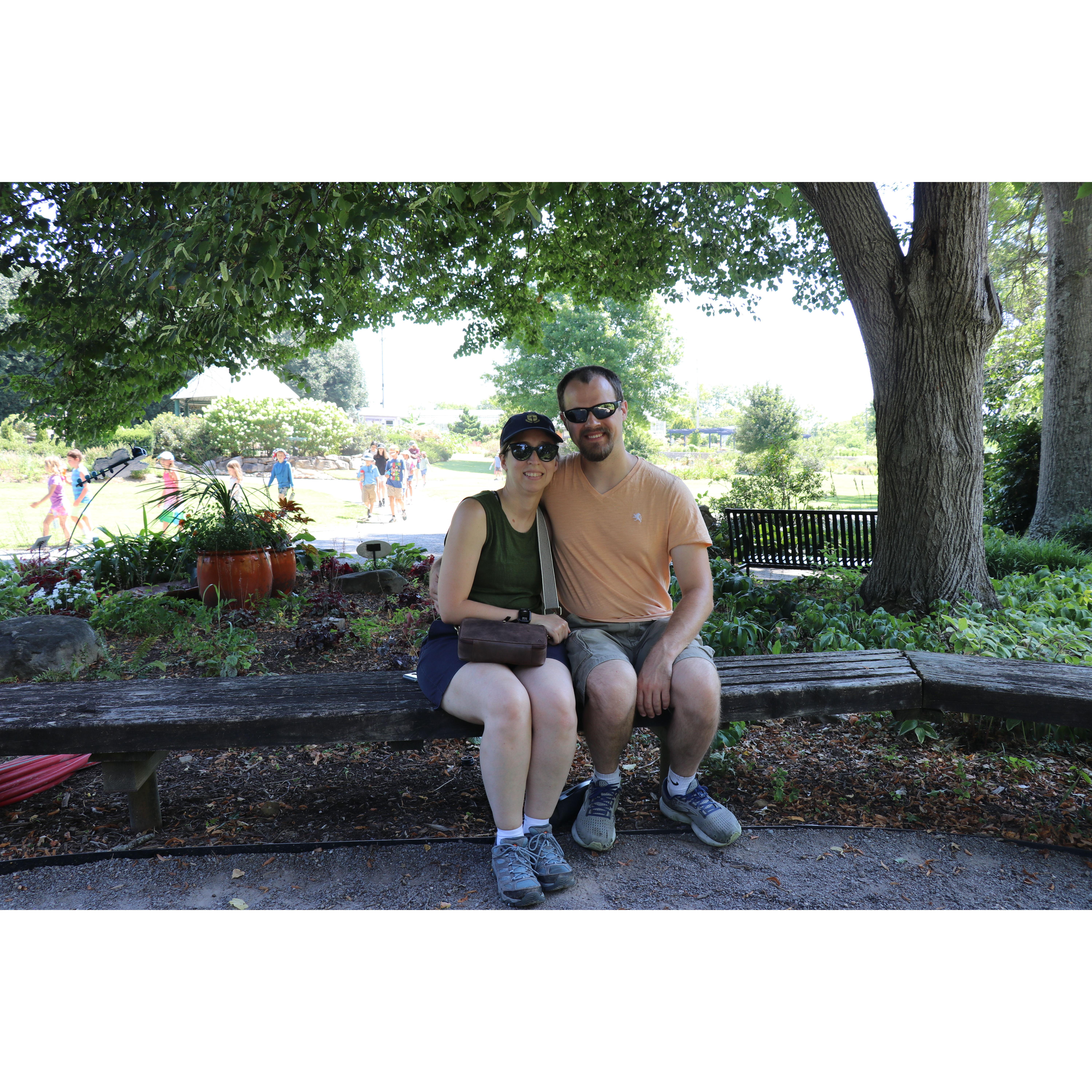 At a flower garden