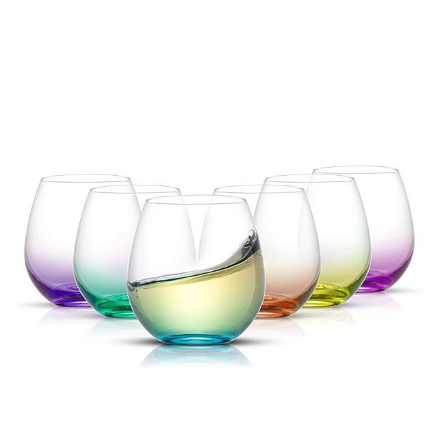 Ello Cru 17 oz Stemless Glass Wine Set with Silicone Protection, 8-Pack