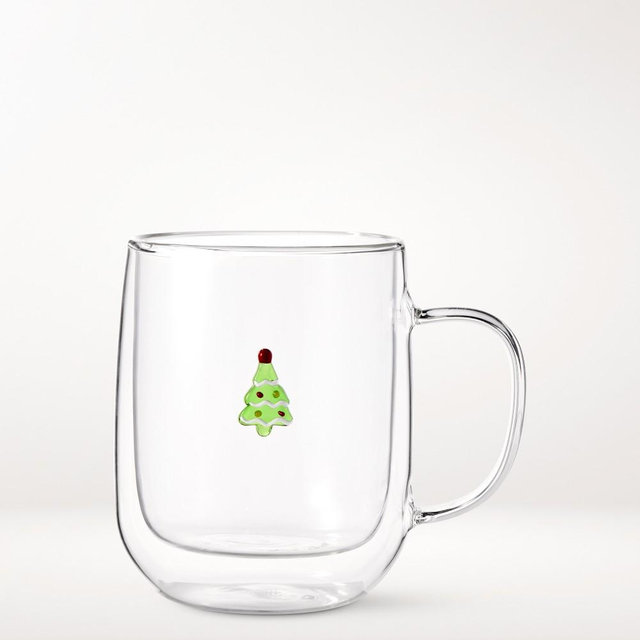Christmas Tree Double Wall Mugs, Set of 2