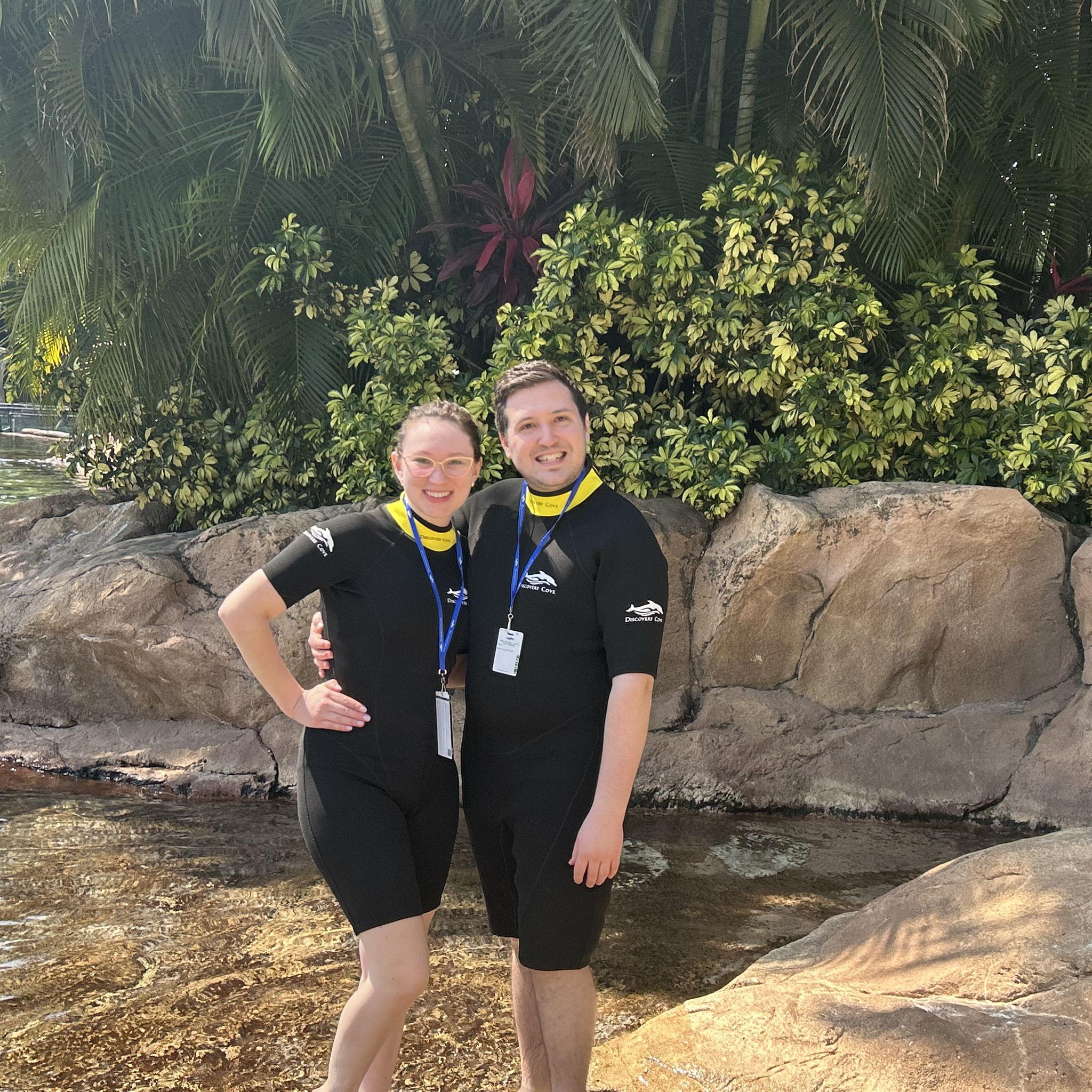 Katie surprised me with swimming with the dolphins at Discovery Cove!