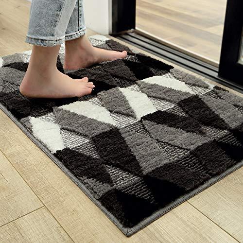 Indoor Doormat Front Back Door Mat, 32"x40" Water Absorbent Low-Profile Mud Mat Non Slip Large Door Rug for Inside Entrance Machine Washable(Black Diamond)