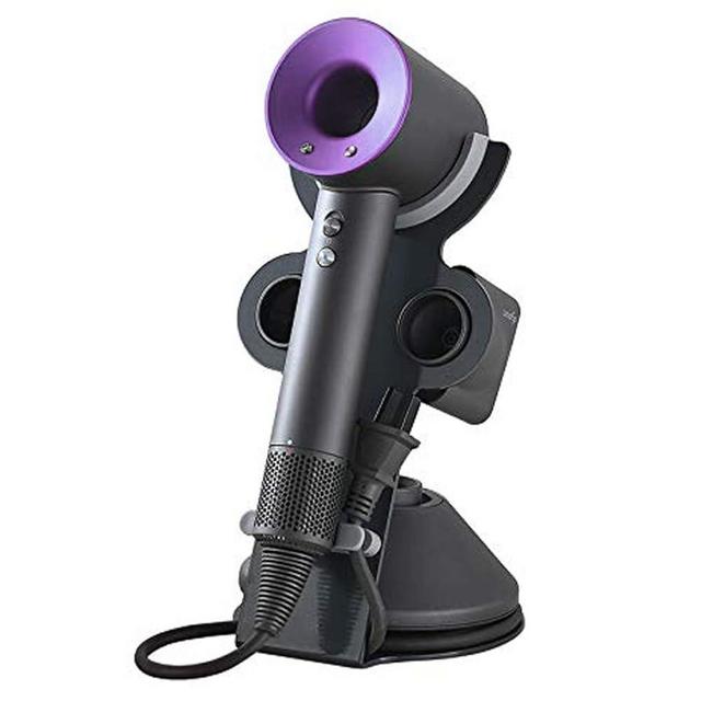 I'smartmoon Hair Dryer Holder for Dyson Supersonic, Aluminum Alloy Bracket Power Plug Holder, Bathroom Organizer for Dyson Supersonic hairdryer Care Tools (Black)