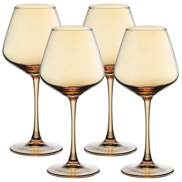 PTSTING Wine Glasses Amber Wine Glasses 15.5oz Red Wine Glasses Set of 4 Burgundy Wine Glasses for Wine Tasting, Wedding Gift, Anniversary, Christmas, Birthday