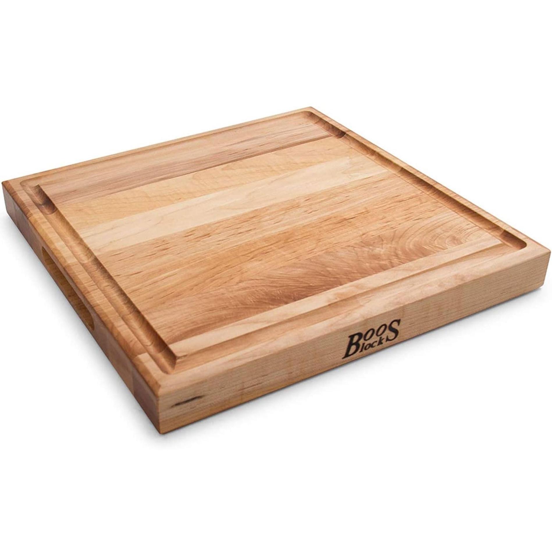 John Boos Boos Block CB Series Large Reversible Wood Cutting Board with Juice Groove, 1.75-Inch Thickness, 15" x 15" x 1 3/4", Maple