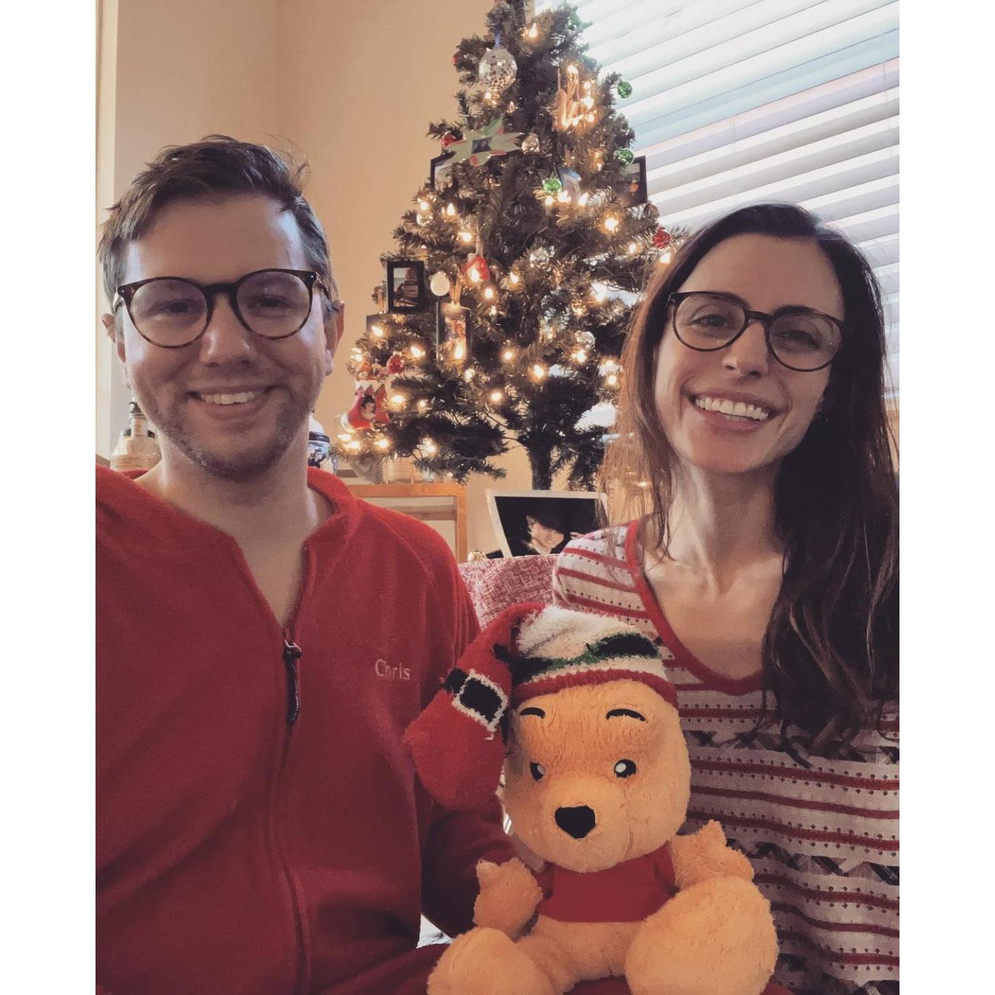 Christmas morning 2021! { Yes that is a picture of teenage Chris giving his best "top hat smize" under our tiny tree. Thanks to Leslie :) }