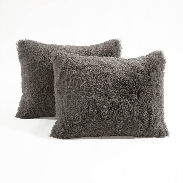 Lush Décor 3pc Full/Queen Emma Faux Fur Oversized Comforter Set Gray